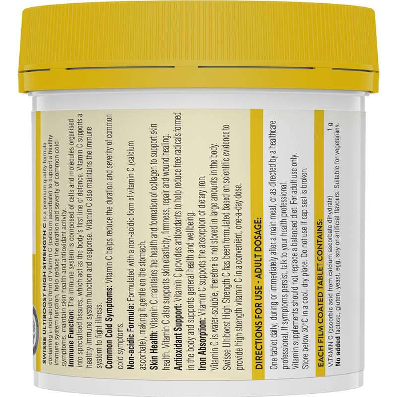 Swisse High Strength Vitamin C 1000mg 250 Tablets Exclusive Size