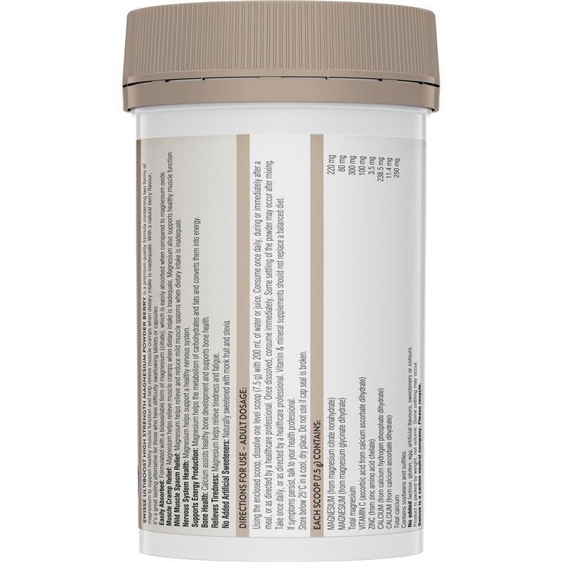 Swisse Ultiboost High Strength Magnesium Powder Berry 180g NEW image 1