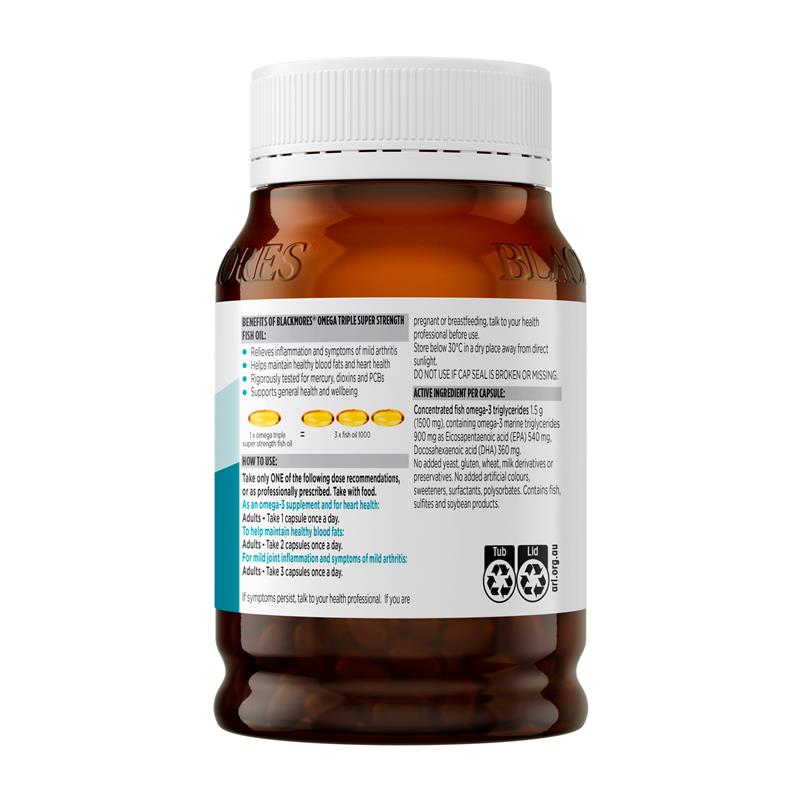 Blackmores 澳佳宝 无腥三倍鱼油胶囊 Omega3 Omega Triple High Strength Fish Oil 150粒