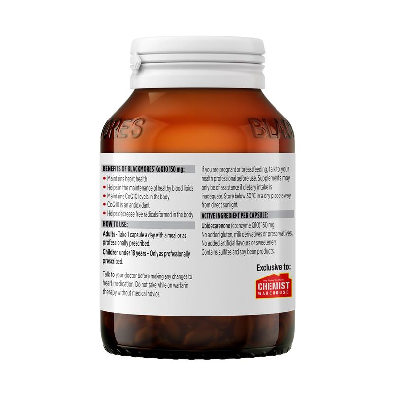 Blackmores 辅酶Q10 150mg CoQ10 150mg Heart Health Vitamin 125粒