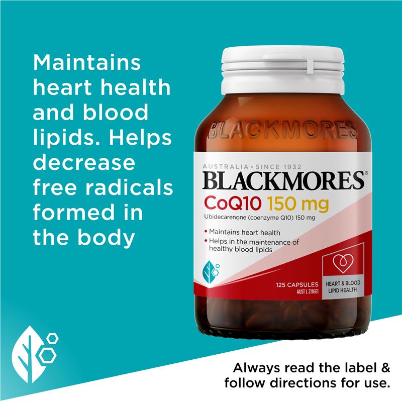 Blackmores 辅酶Q10 150mg CoQ10 150mg Heart Health Vitamin 125粒