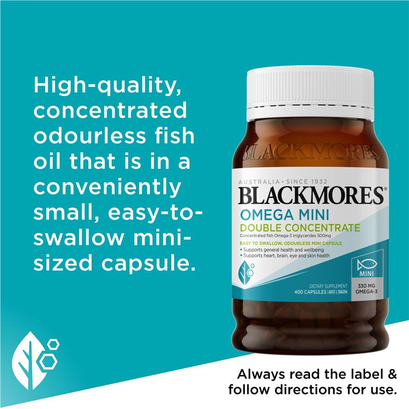 Blackmores 澳佳宝 mini 无腥迷你鱼油 Odourless Fish Oil 1000mg Omega-3 Mini 400粒
