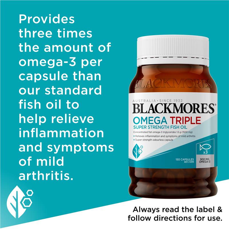 Blackmores 澳佳宝 无腥三倍鱼油胶囊 Omega3 Omega Triple High Strength Fish Oil 150粒