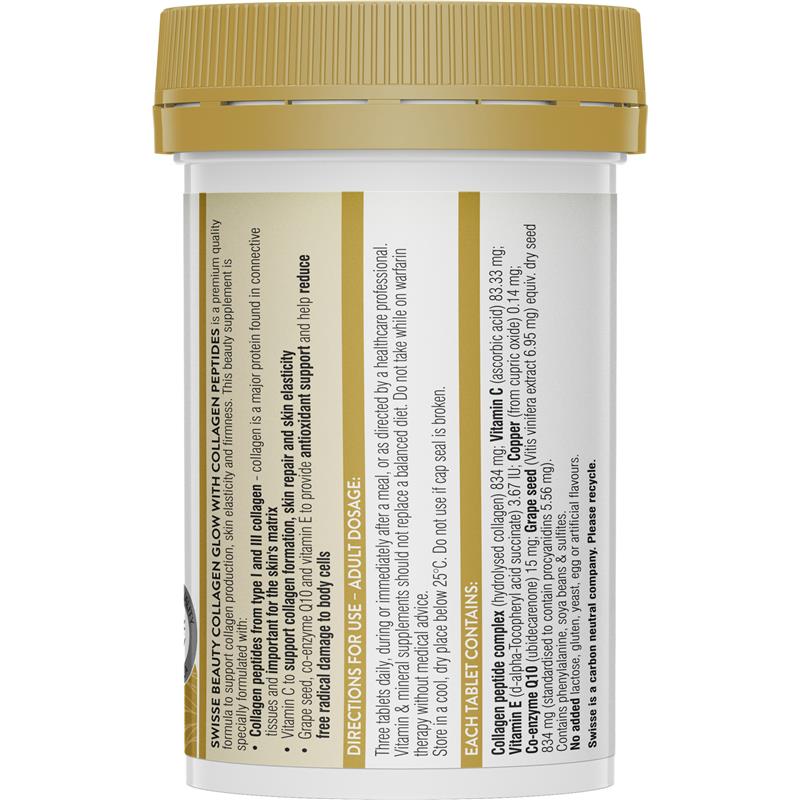 Swisse beauty collagen glow 胶原蛋白肽亮肤营养片 60 Tablets image 1