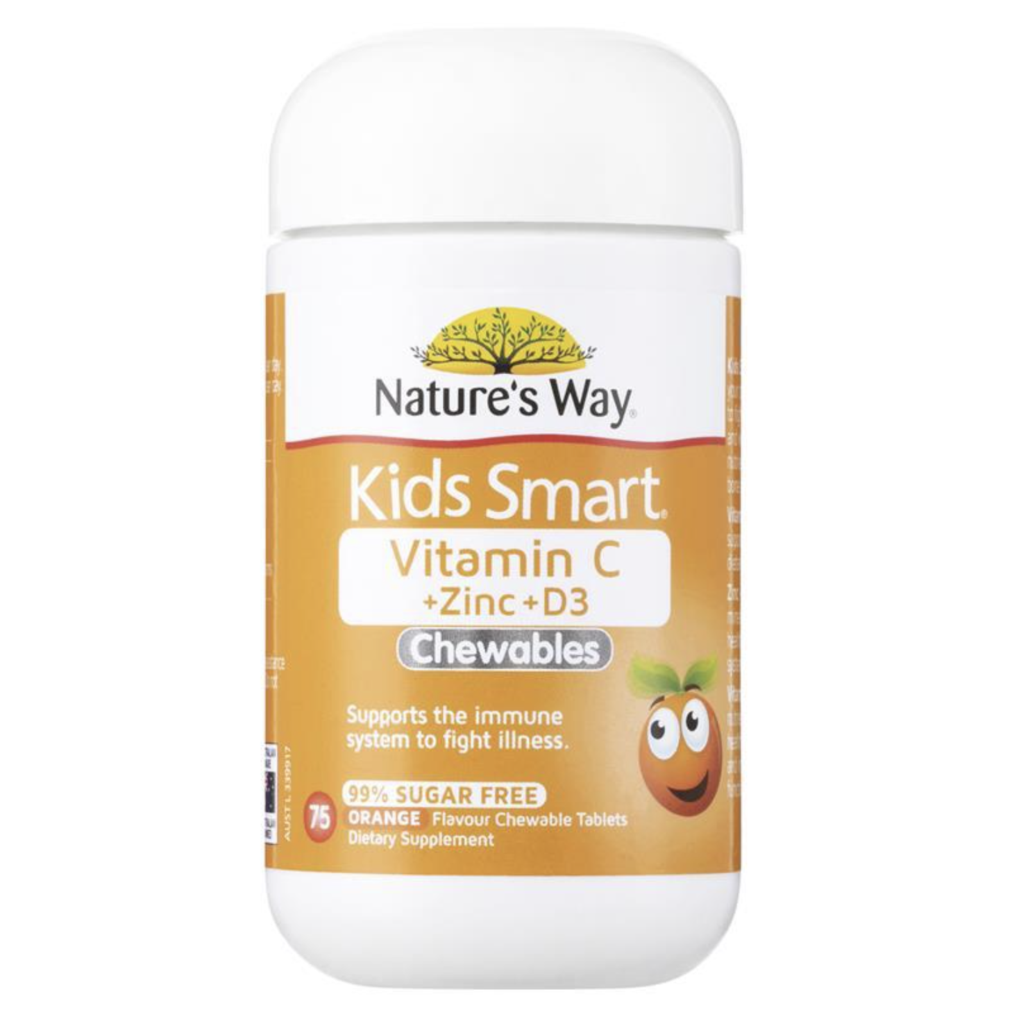 Nature's Way 佳思敏儿童维生素C咀嚼片宝宝补锌D3儿童免疫力 75粒