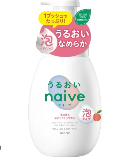 Naive Foam Body Soap Moisturizing Pump 600 ml ( 純植物水蜜桃泡沫沐浴露 滋潤型 )