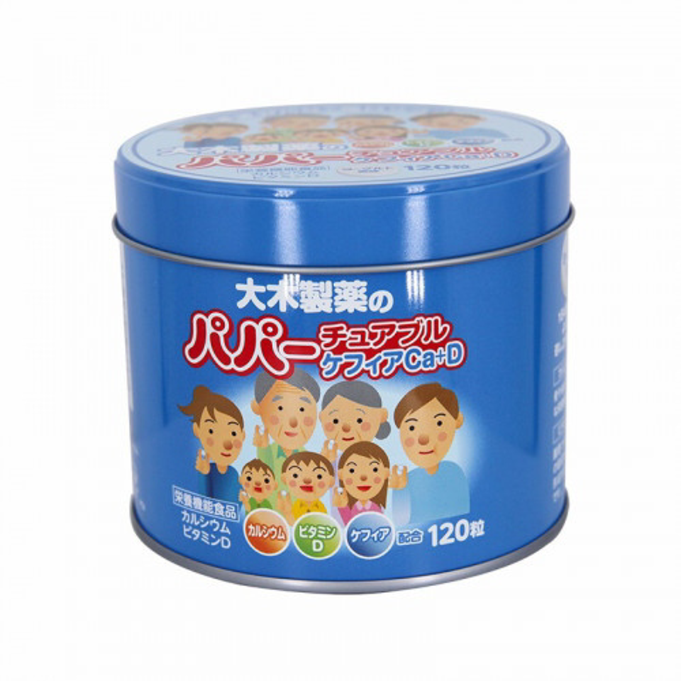 Oki Pharmaceutical Paper Chewable Kefir Ca+D 120 tablets (大木製藥 維生素鈣+VD)