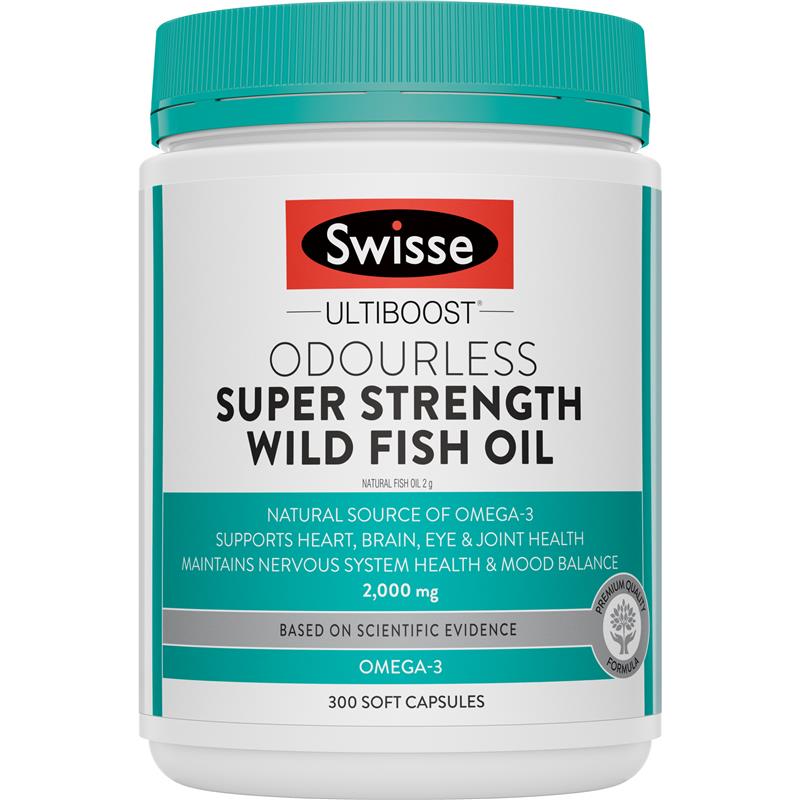 Swisse Ultiboost Odourless Super Strength Wild Fish Oil 2000mg 300 Capsules image 0