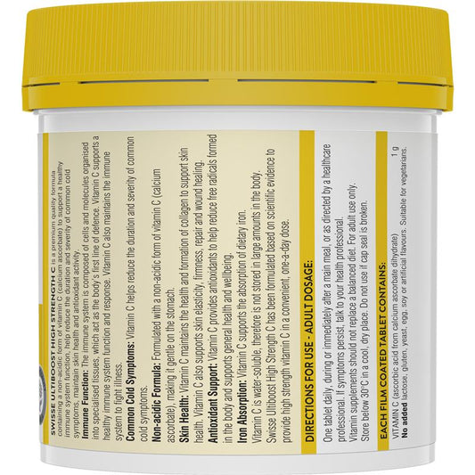 Swisse High Strength Vitamin C 1000mg 250 Tablets Exclusive Size
