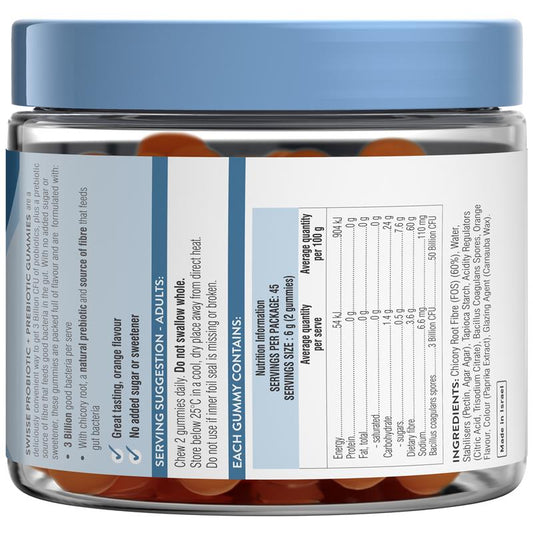 Swisse Adult Probiotic + Prebiotic Gummies 90 Pack