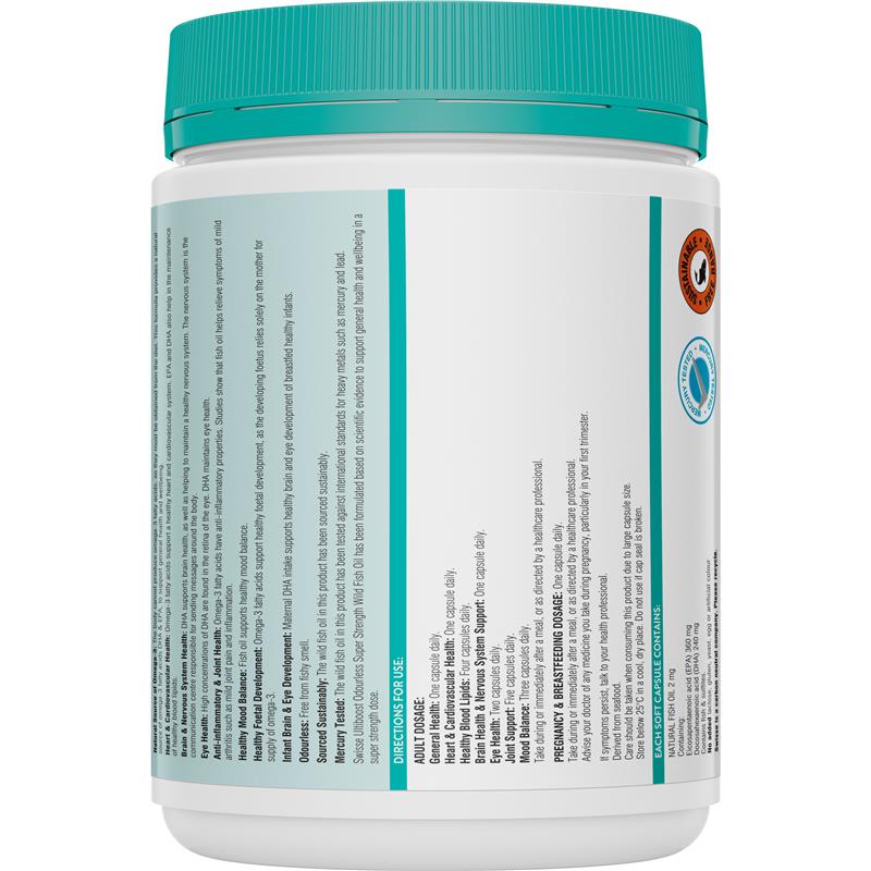 Swisse Ultiboost Odourless Super Strength Wild Fish Oil 2000mg 300 Capsules image 1