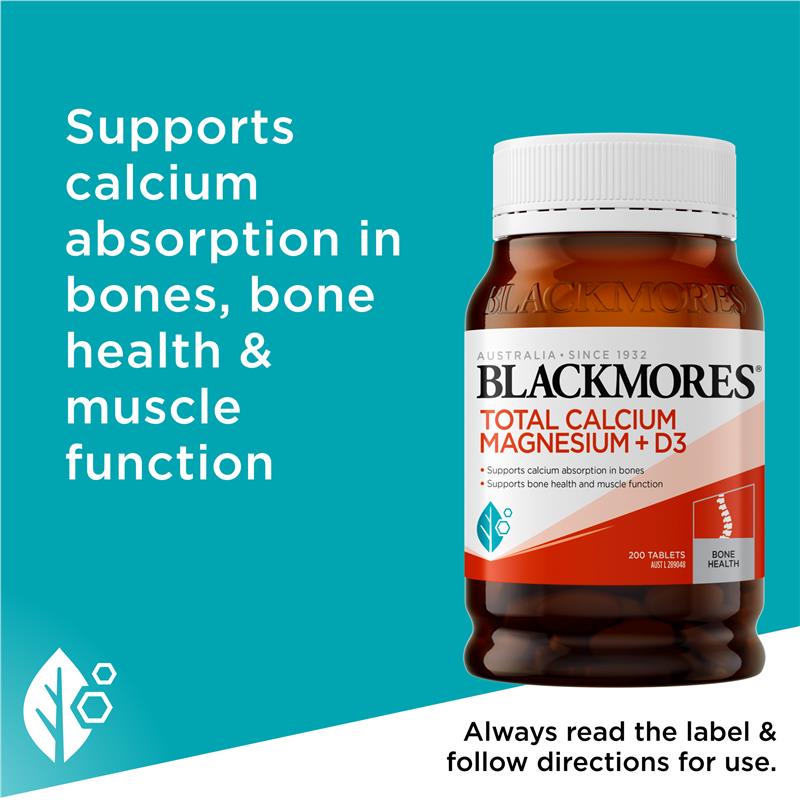 Blackmores 澳佳宝 活性钙镁片+维生素D3 Total Calcium Magnesium + D3 Bone Health Vitamin 200粒