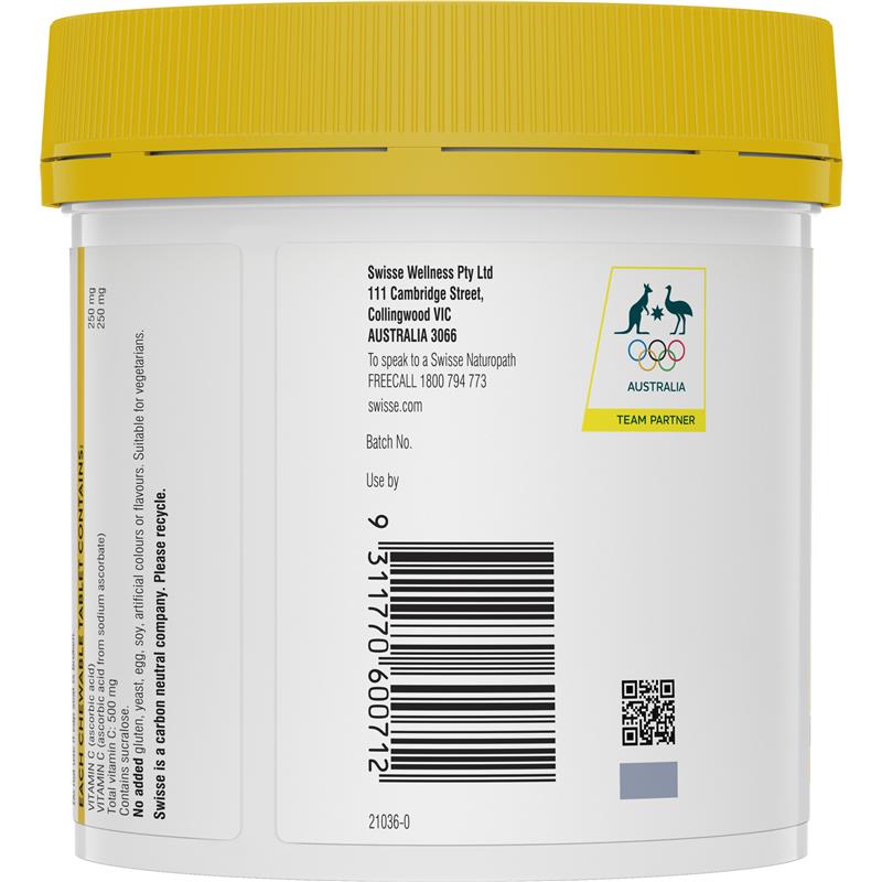 Swisse Vitamin C 500mg 310 Chewable Tablets image 2