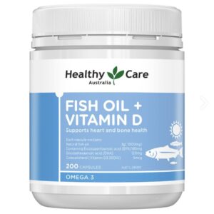 【融化不赔】Healthy Care 鱼油+维生素D Fish Oil + Vitamin D 200粒