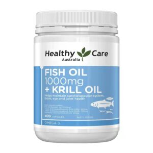 【融化不赔】Healthy Care 深海鱼油+磷虾油胶囊 Fish Oil 1000mg and Krill 400粒