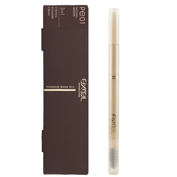 EXCEL The Prime Eyebrow Pe01 Natural Brown（三合一眉筆 自然棕）