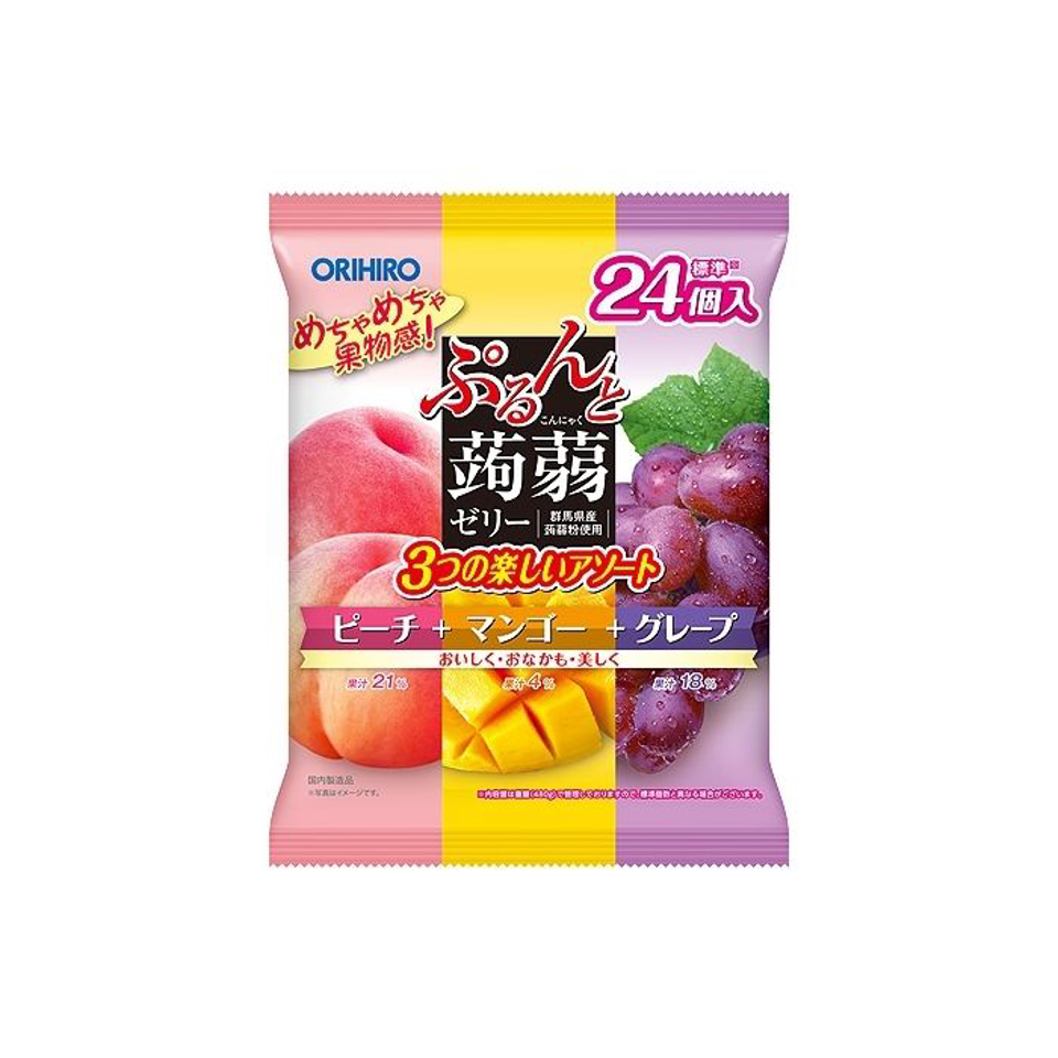 Orihiro Konjac Jelly White Peach & Mango & Grape 24P （蒟蒻 白桃葡萄芒果432g）