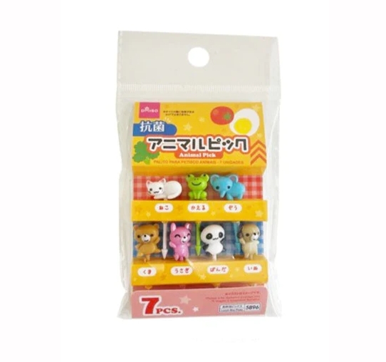 DAISO Animals Food Picks With 7pcs For Lunch Box (可愛動物便當叉 )