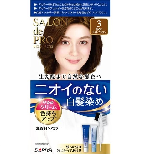 Dariya Salon de Pro Hair Color Fast-Dye Cream for White Hair 3 Bright Light Brown（染髮膏 白髮專用 #3）