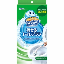 Johnson Scrubbing Bubbles Shut Flushable Toilet Brush Floral Soap Body + 4 Replacements（莊臣可替換一次性馬桶清潔刷內含4枚替換棉頭