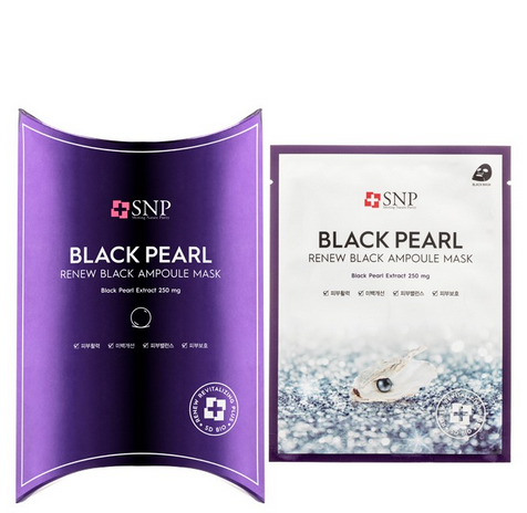 SNP Black Pearl Renew Black Ampoule Mask 10pcs（黑珍珠修護安瓶面膜）