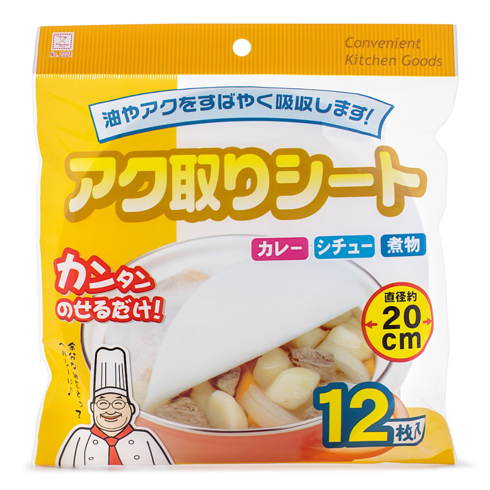 Kokubo Fat Skimming Sheet Oil Absorbing Sheet 20cm 12pcs（小久保 食物吸油濾紙）