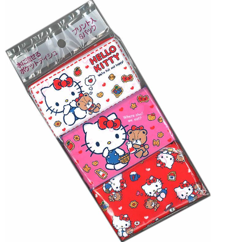 Hayashi Hello Kitty Facial Pocket Tissue 6 Packs ( 印花手帕紙/紙巾 Hello Kitty)