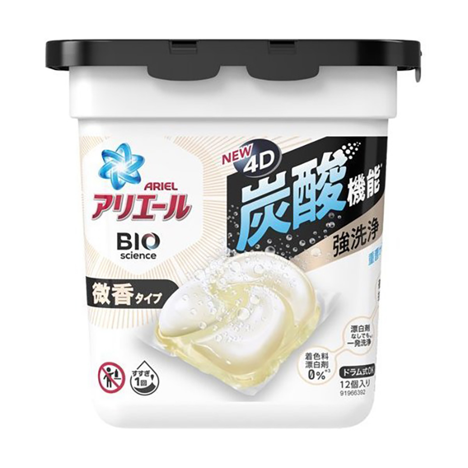 P&G 4D立體碳酸抗菌洗衣球12粒 微香白