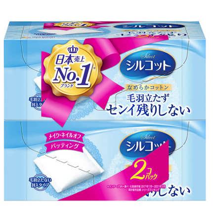 Unicharm Silcot Velvet Touch Smooth Cotton 82 Puffs X 2 ( 尤妮佳 壓邊化妝棉薄款 82枚入*2盒)